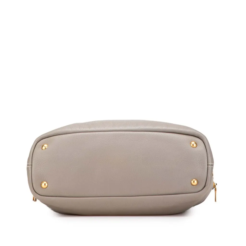 Prada Vitello Daino Side Zip Shopper Tote Grey Leather Very good - Inside View