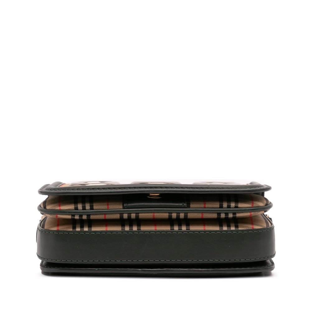 Burberry 1983 Knight Check Canvas and Smooth Calfskin Grommet Chain Crossbody - Image 6