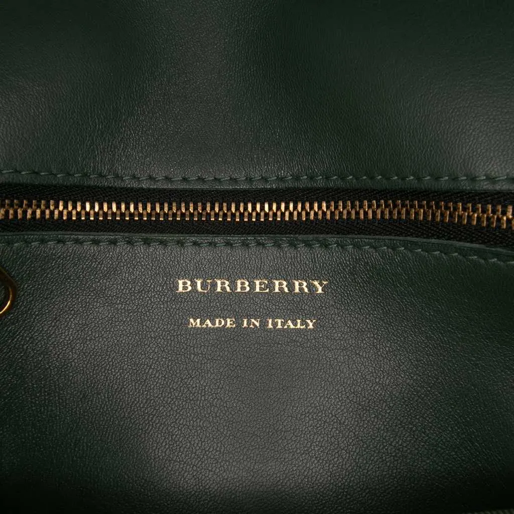 Burberry 1983 Knight Check Canvas and Smooth Calfskin Grommet Chain Crossbody Brown Canvas Good - Box View