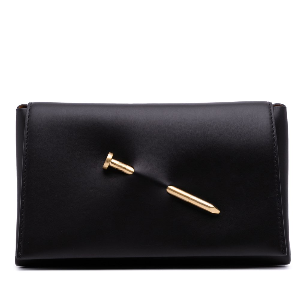 Off-white Leather Nail Clutch