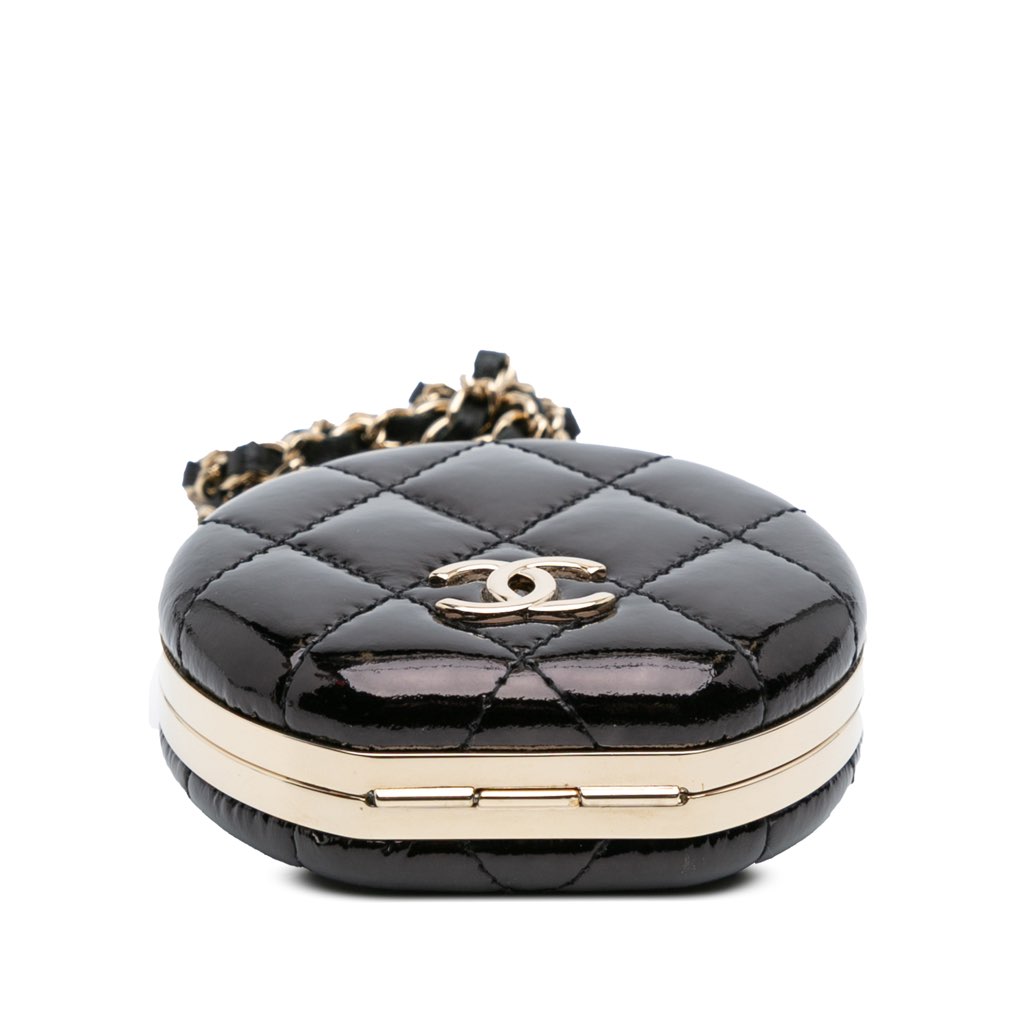 Chanel Quilted Patent Round Mirror Chain Necklace - Image 6