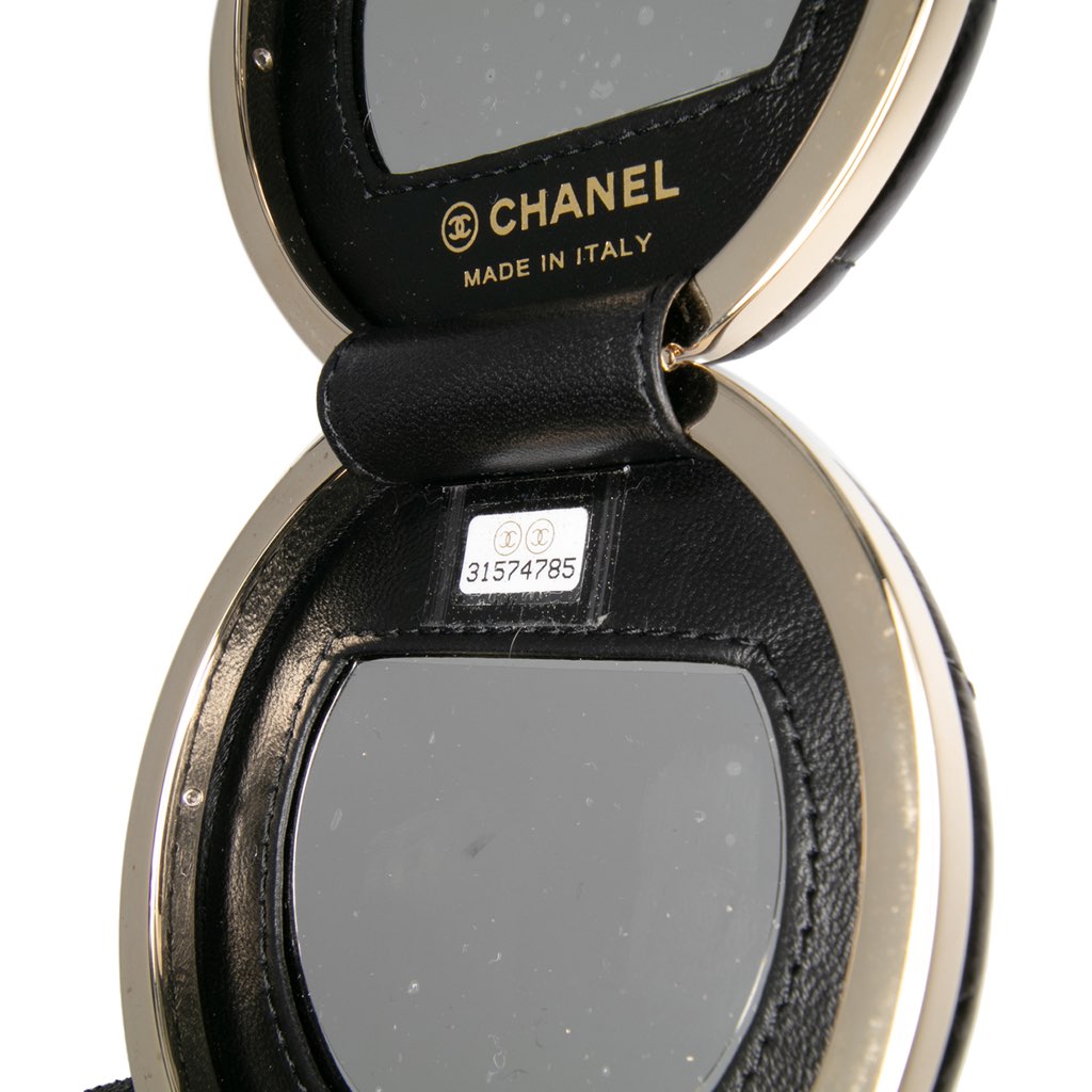 Chanel Quilted Patent Round Mirror Chain Necklace - Detail 1