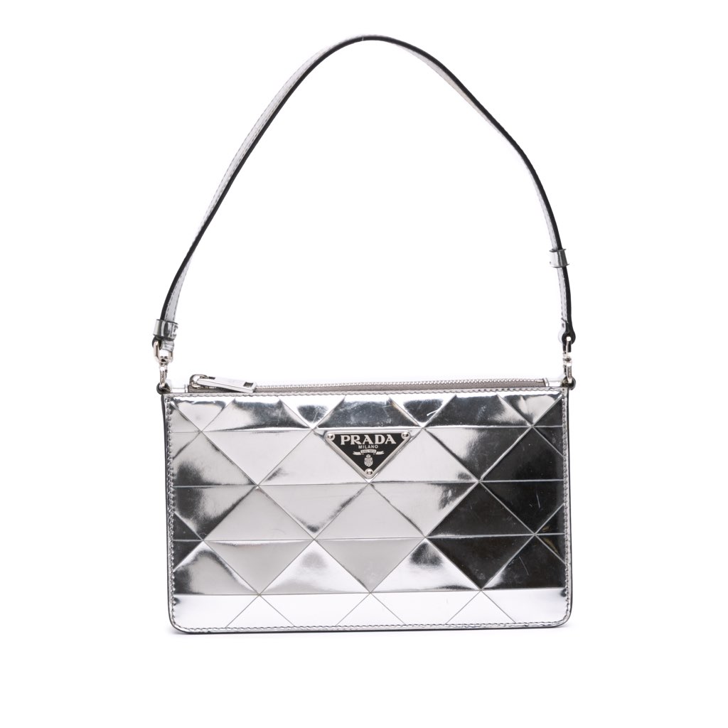 Prada Mini Metallic Spazzolato Tria Shoulder Bag
