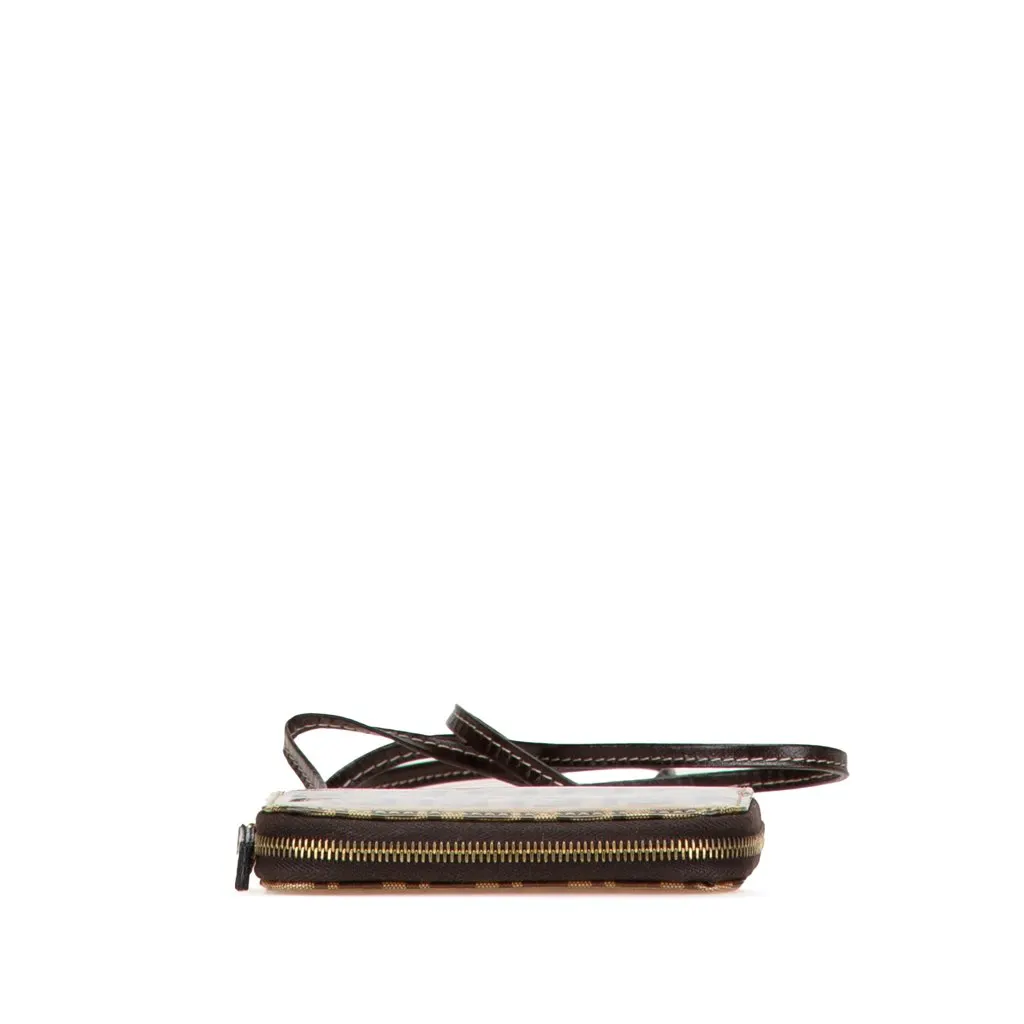 Fendi Zucchino Crystal Wallet on Strap Brown Canvas Good - Inside View