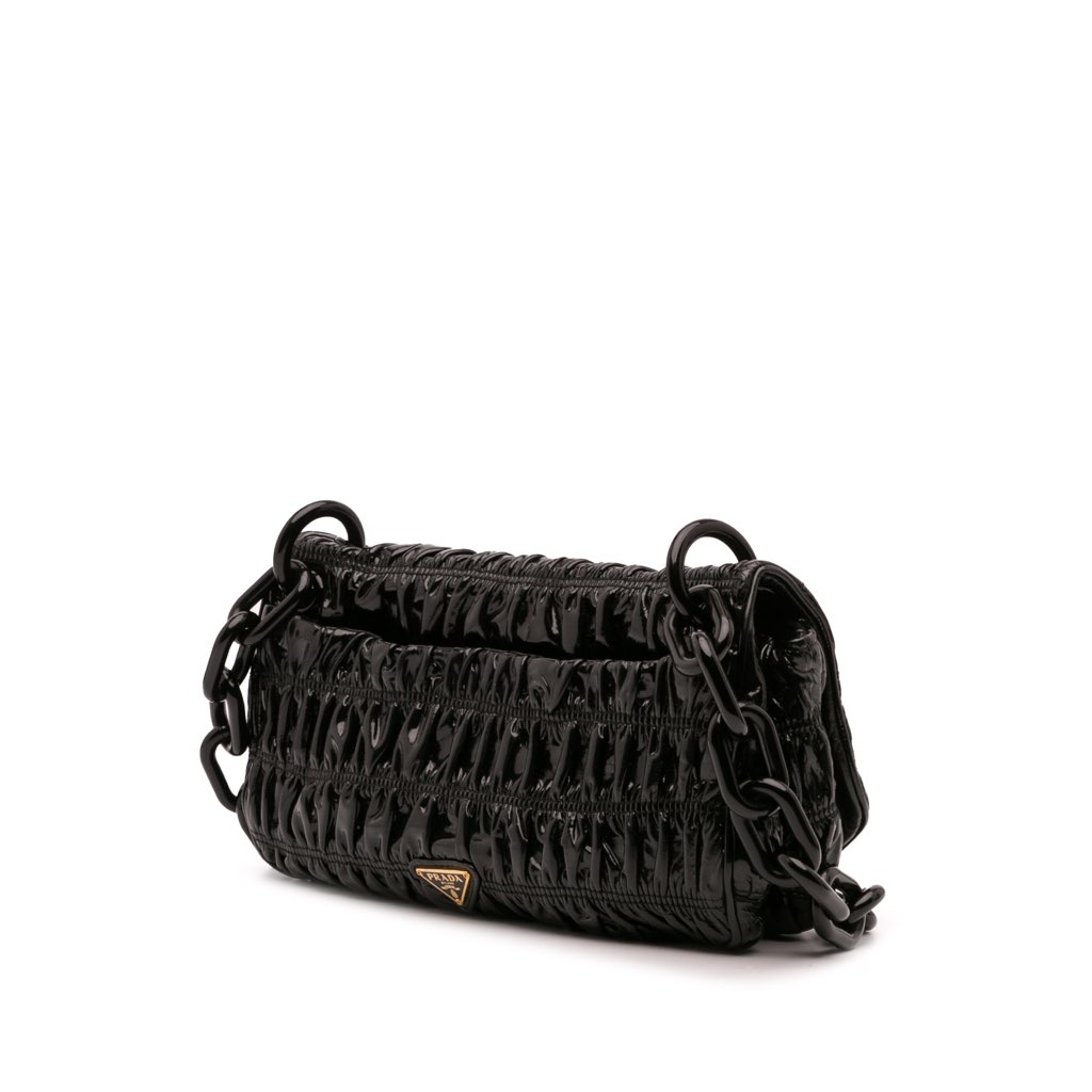 Prada Vernice Gaufre Resin Chain Shoulder Bag - Back view