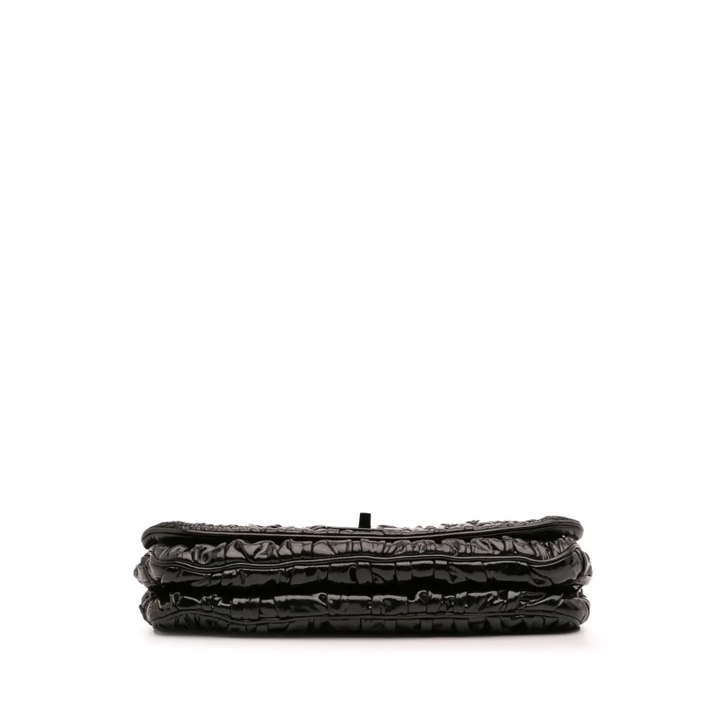Prada Vernice Gaufre Resin Chain Shoulder Bag Black Leather Good - Inside View