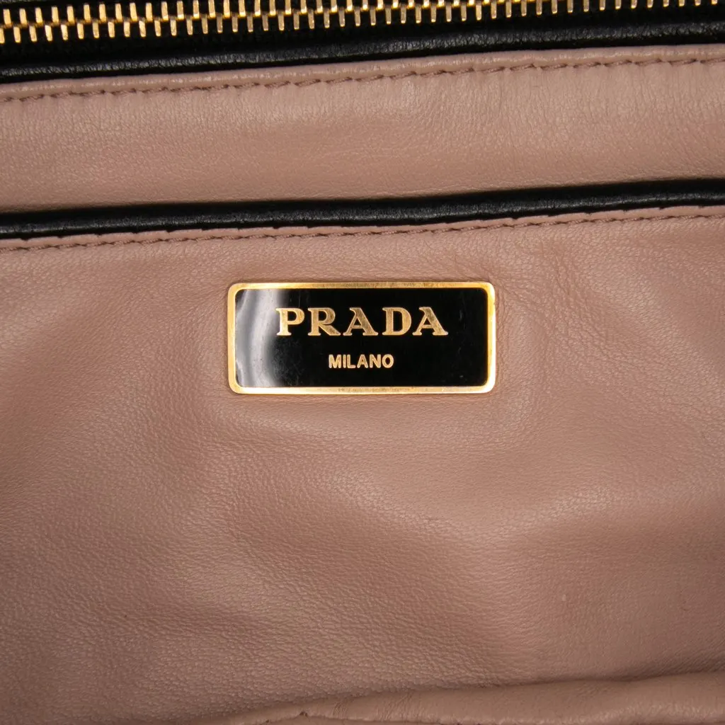 Prada Vernice Gaufre Resin Chain Shoulder Bag Black Leather Good - Box View