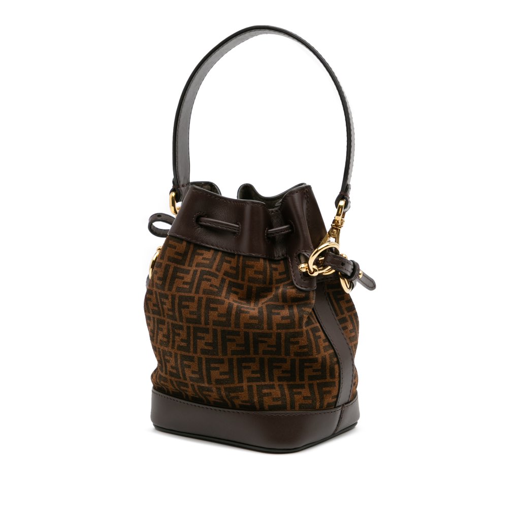 Fendi Mini Zucca Suede Mon Tresor Bucket Bag - Back view