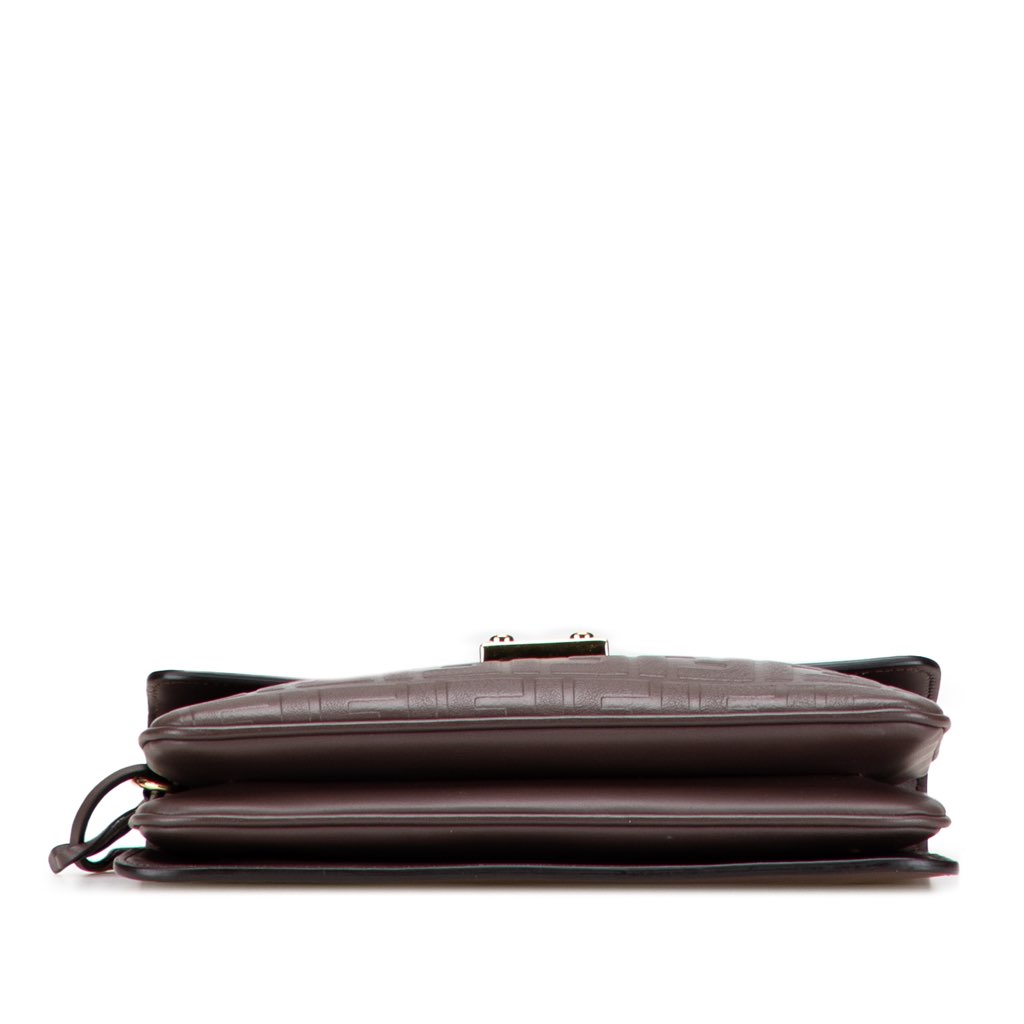 Fendi Zucca Embossed Leather Handle Clutch - 3
