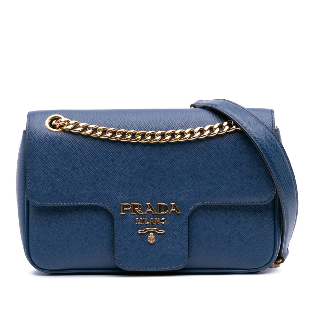 Prada Saffiano Pattina Chain Crossbody