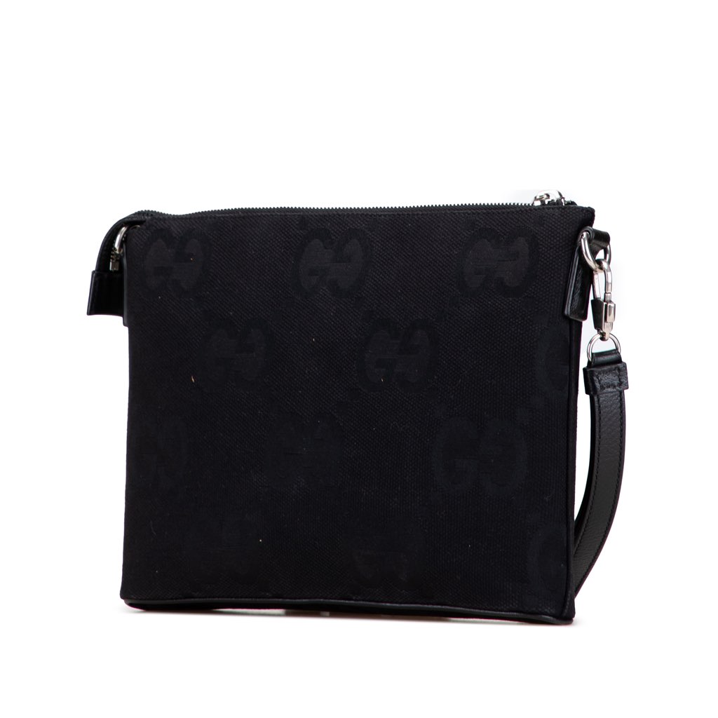 Gucci Jumbo GG Canvas Clutch on Strap - Back view