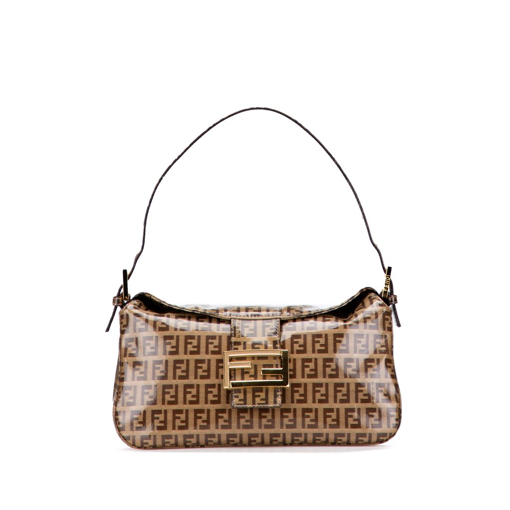 Fendi Zucchino Crystal Double Flap Shoulder Bag