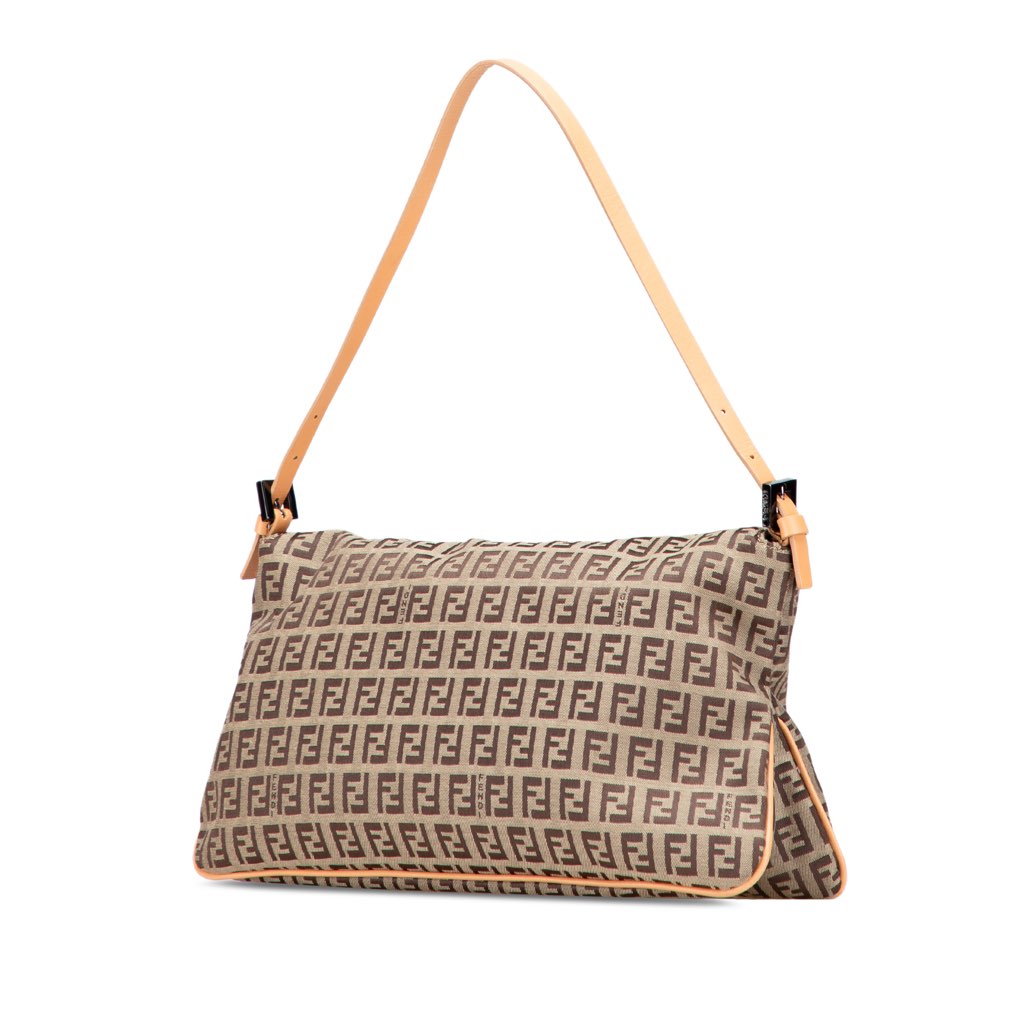 Fendi Zucchino Canvas Double Flap Shoulder Bag - 2