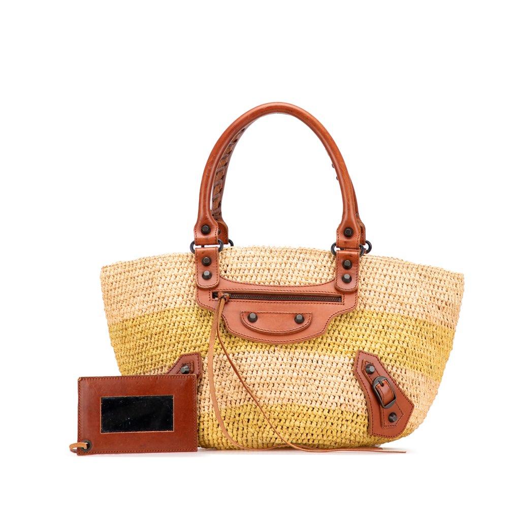 Balenciaga Raffia Motocross Classic Panier Basket Tote - Image 13