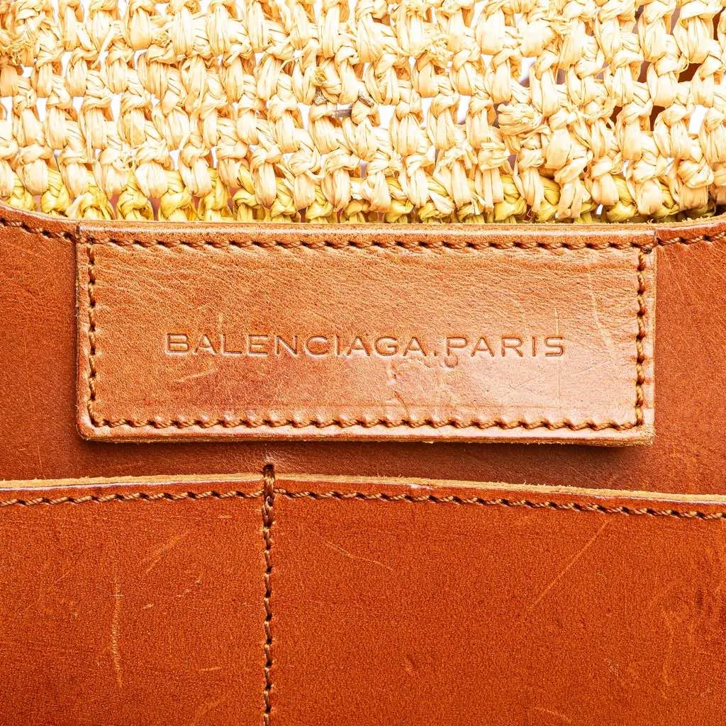 Balenciaga Raffia Motocross Classic Panier Basket Tote Brown Very good - Box View