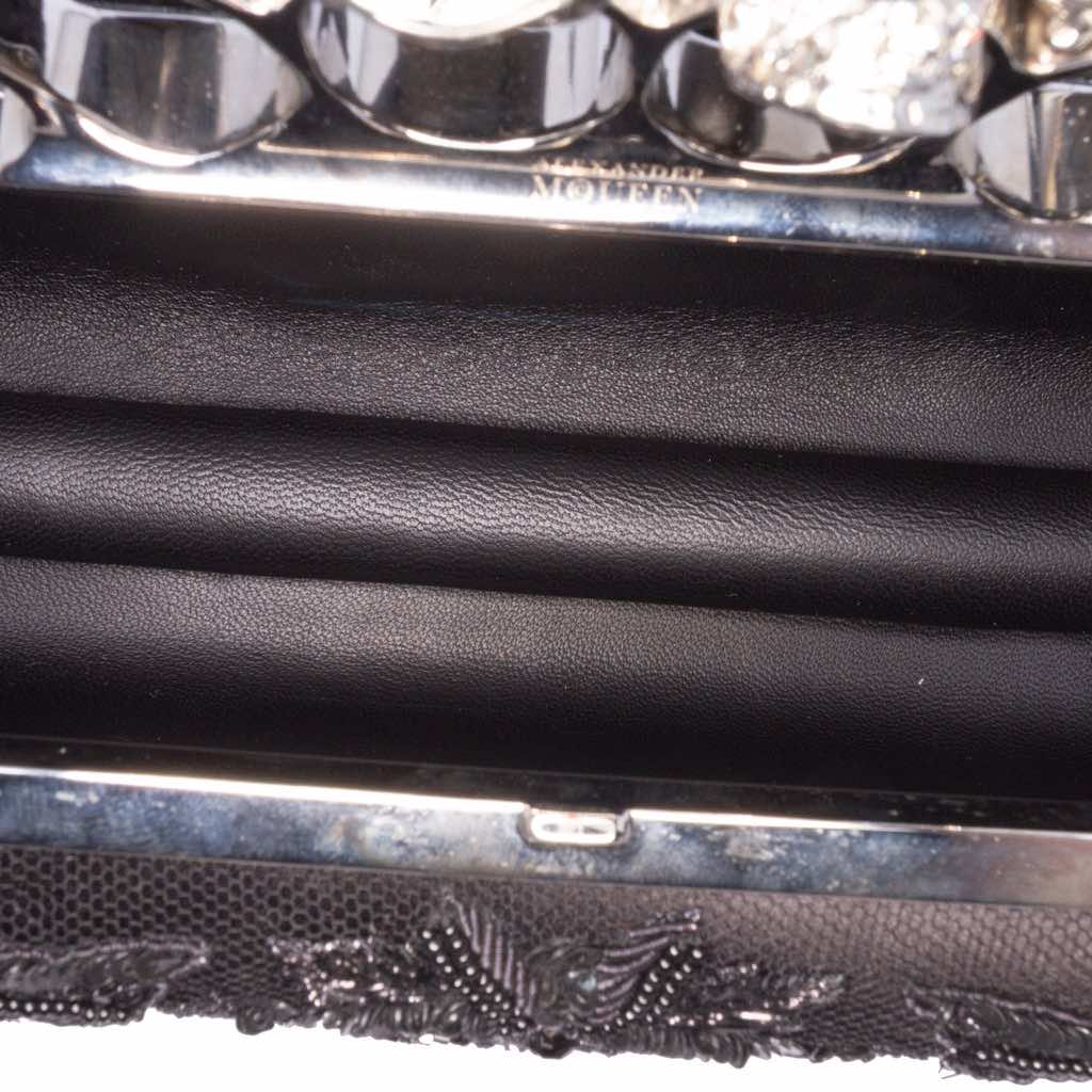 Alexander Mcqueen Beaded Lace Skull Knuckle Duster Clutch - 4