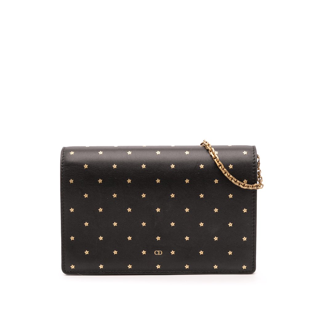 Dior Calfskin Embossed Stars Wallet on Chain