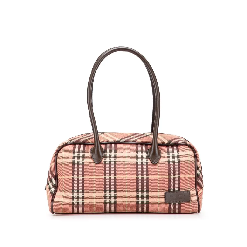 Burberry House Check Canvas Handbag Pink Canvas Good - Front View