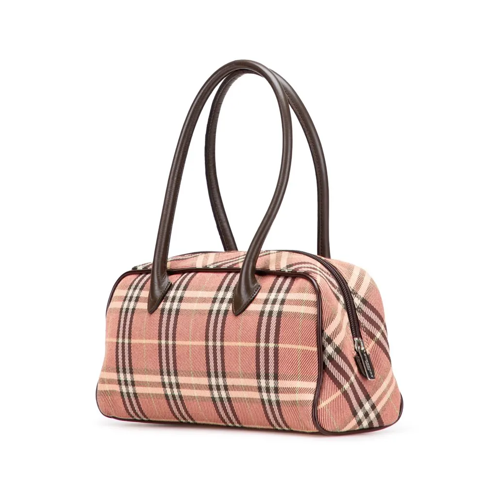 Burberry House Check Canvas Handbag Pink Canvas Good - Back View