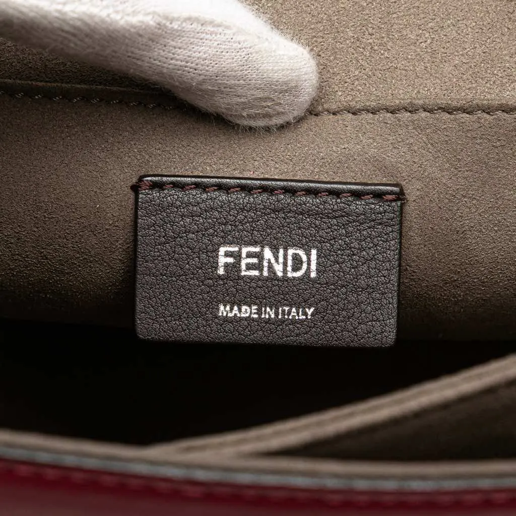Fendi Medium Vitello Liberty Lucido Flowers and Bows Scalloped Studded Kan I Satchel Brown Leather Very good - Box View
