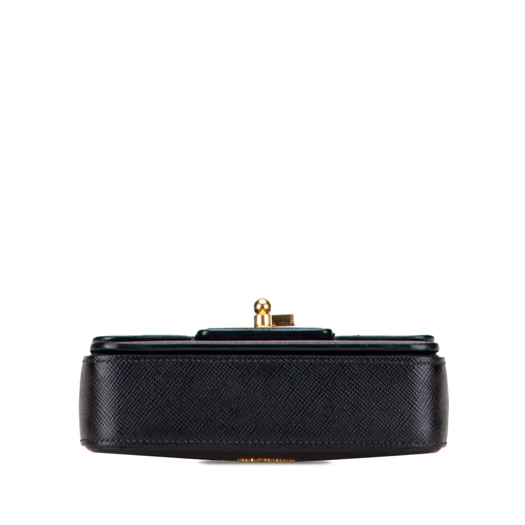Prada Bicolor Saffiano Cuir Flap Crossbody Black Leather Very good - Inside View