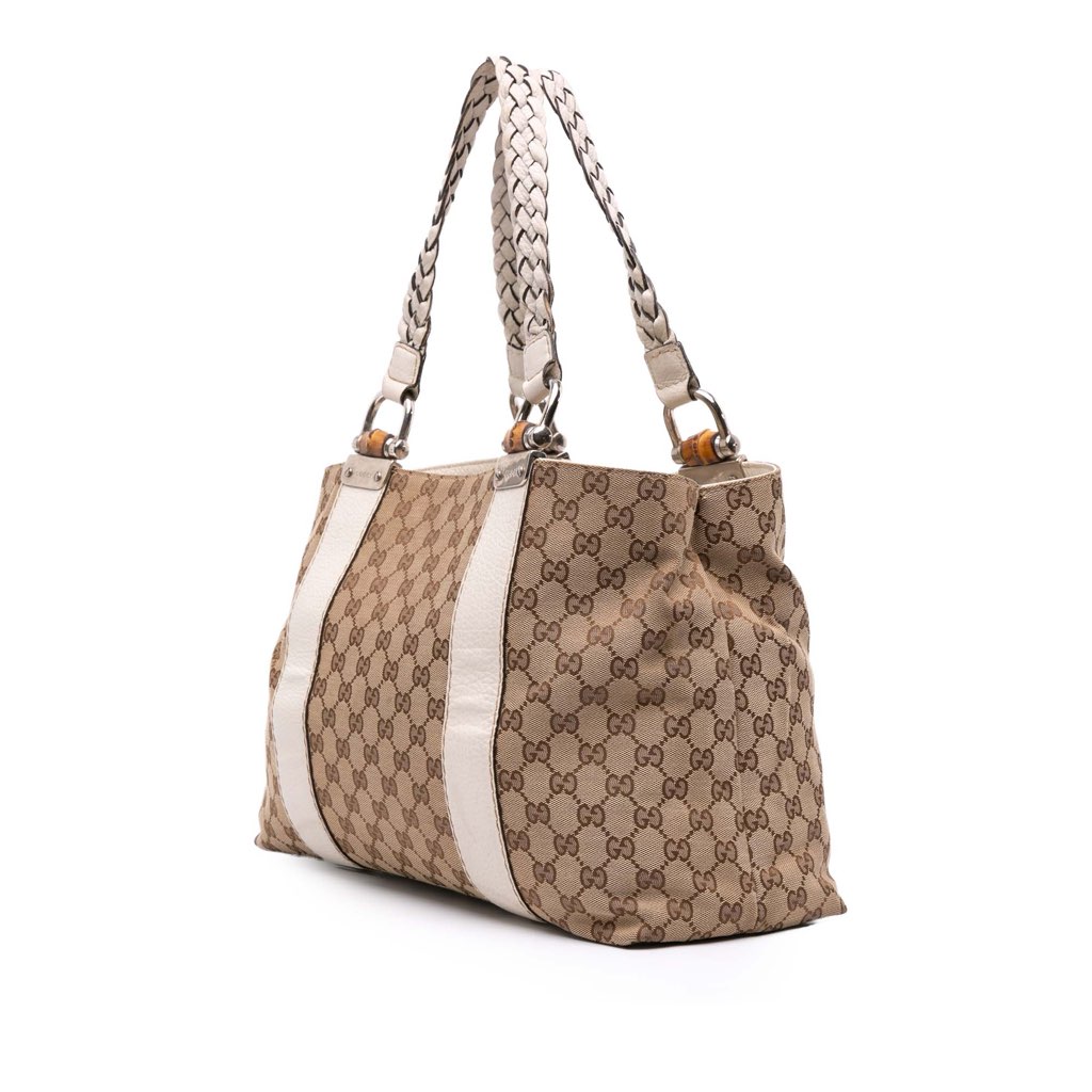 Gucci Medium GG Canvas Bamboo Libeccio Tote - Back view