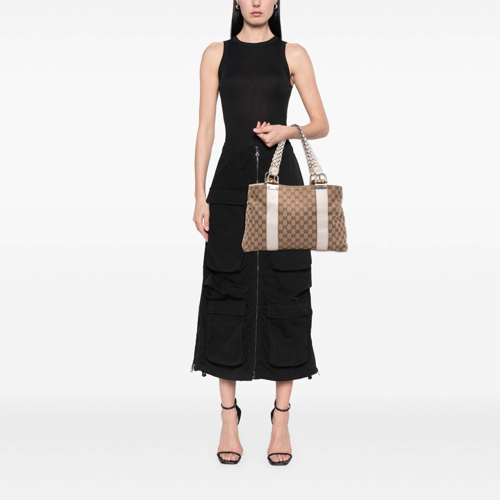 Gucci Medium GG Canvas Bamboo Libeccio Tote - Image 11