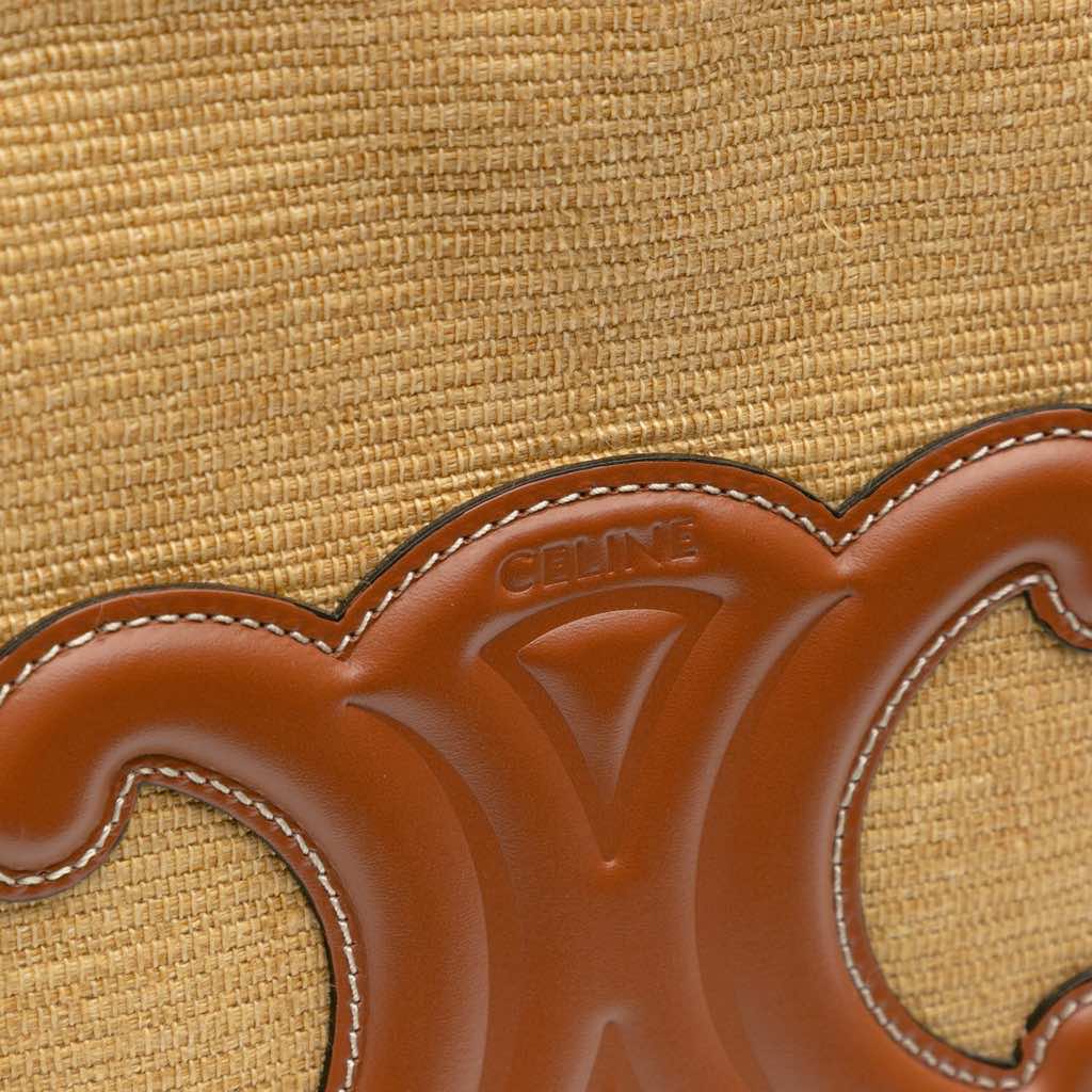 Celine Large Raffia Cuir Triomphe Cabas Thais Tote - Detail 2