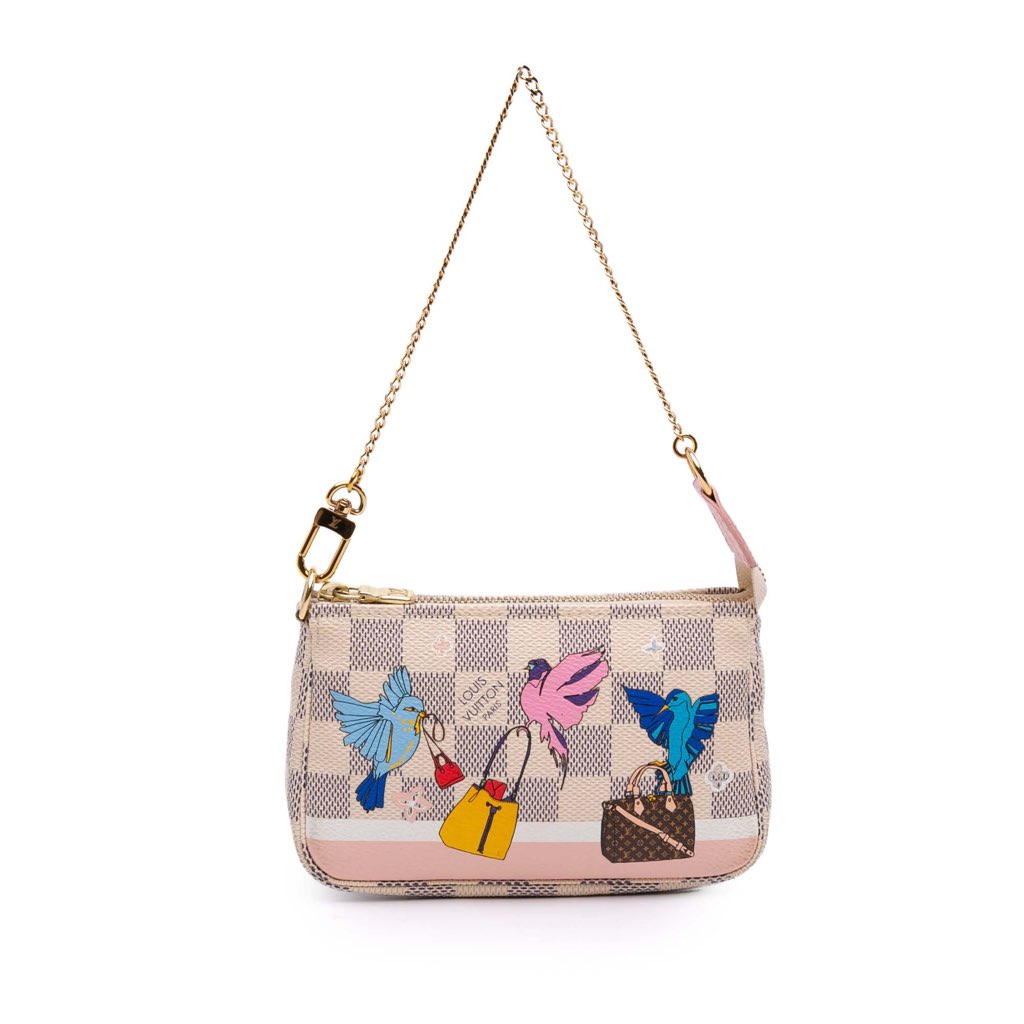 Louis Vuitton Damier Azur Christmas Birds Mini Pochette Accessoires