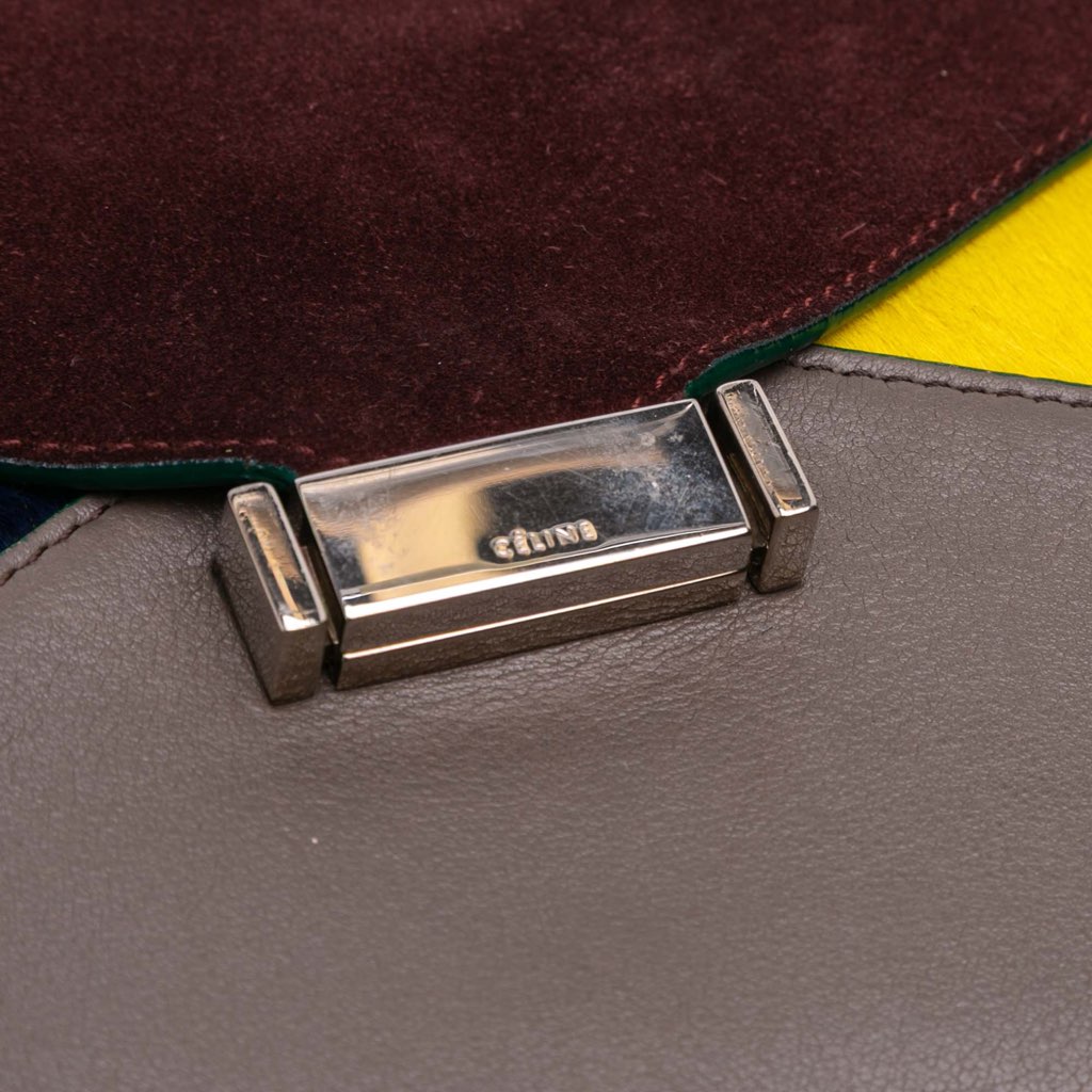 Celine Suede Calfskin and Pony Hair Diamond Clutch - Side view