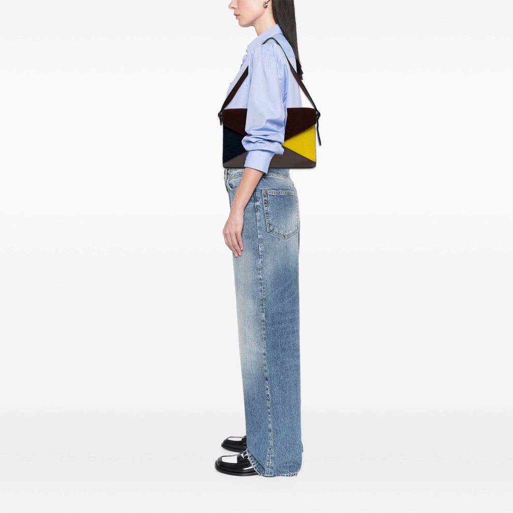 Celine Suede Calfskin and Pony Hair Diamond Clutch - Image 10