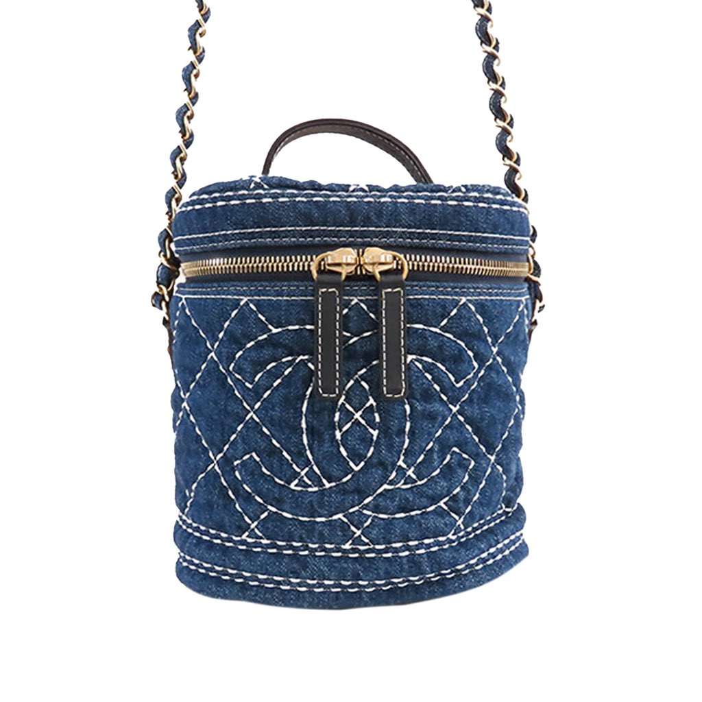 Chanel CC Quilted Denim Vanity Bag