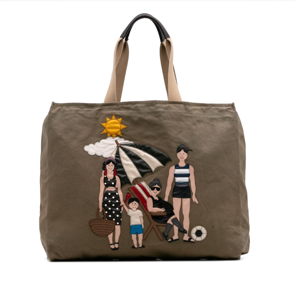 Dolce & Gabbana Canvas Family Beach Print Tote