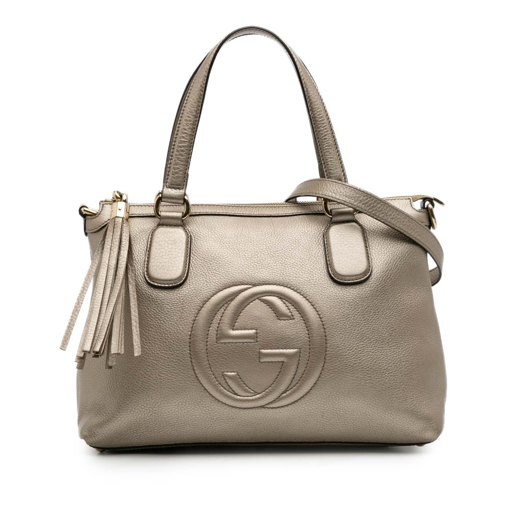 Gucci Small Metallic Leather Soho Working Satchel