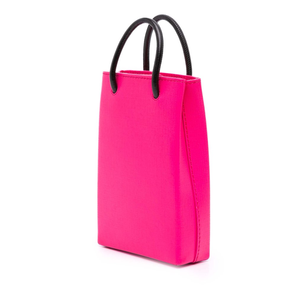 Balenciaga Mini Calfskin Logo Shopping Phone Holder - Back view