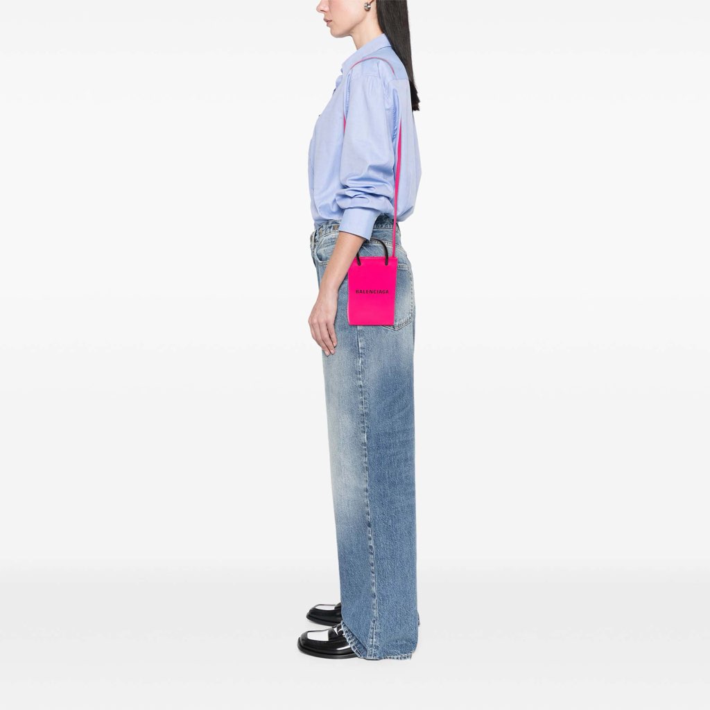 Balenciaga Mini Calfskin Logo Shopping Phone Holder - Image 13