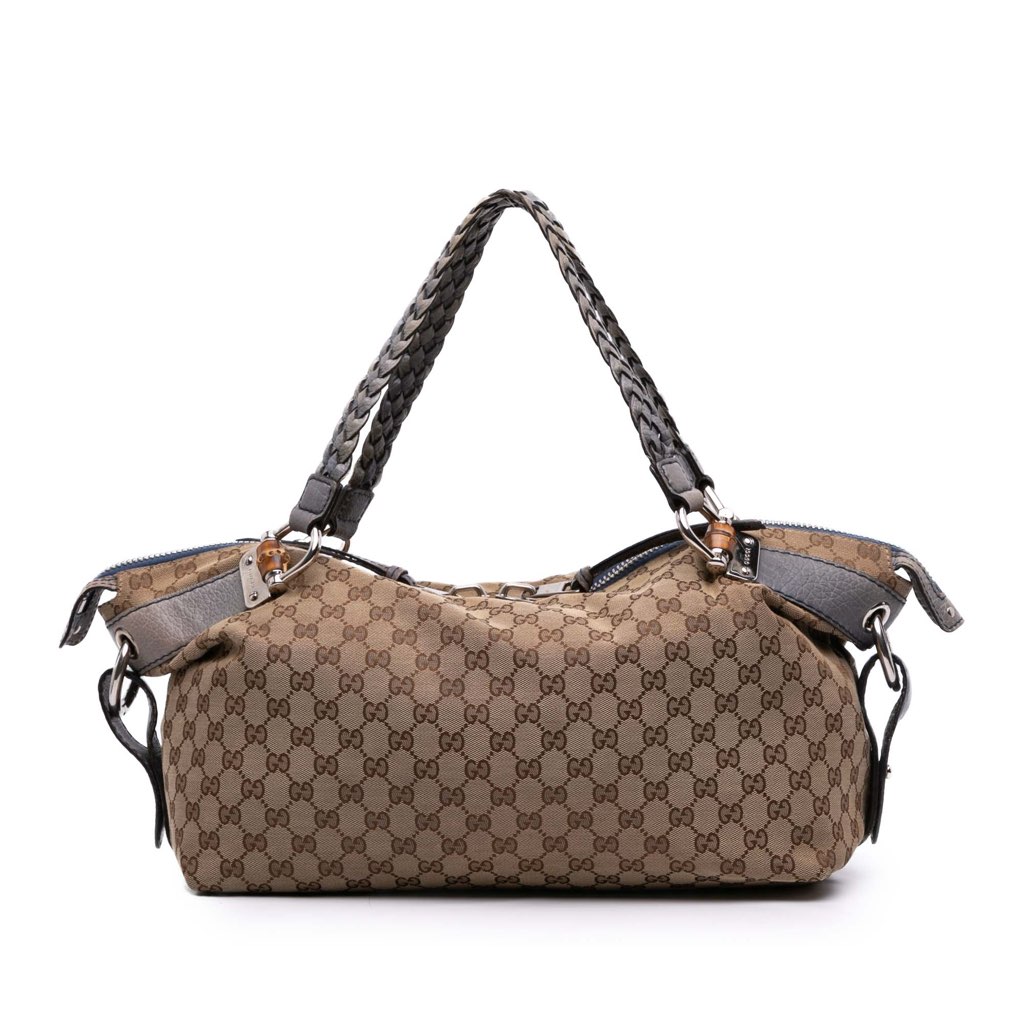 Gucci Medium GG Canvas Bamboo Bar Tote