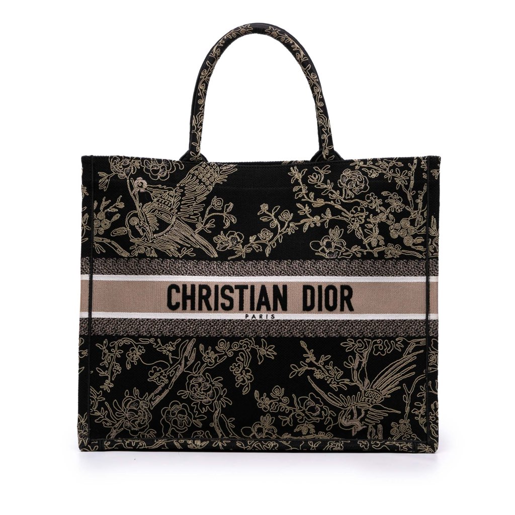 Dior Large Canvas Embroidered Jardin d'Hiver Book Tote