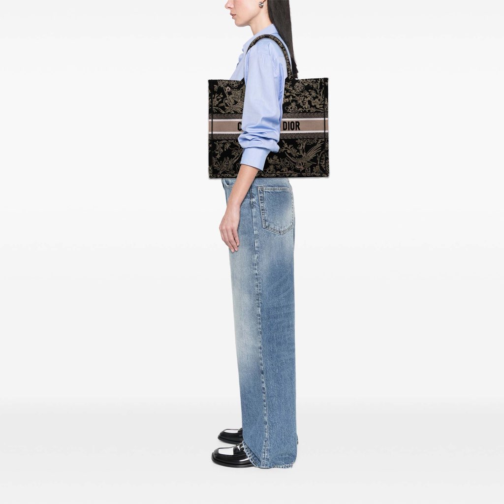 Dior Large Canvas Embroidered Jardin d'Hiver Book Tote - Image 10