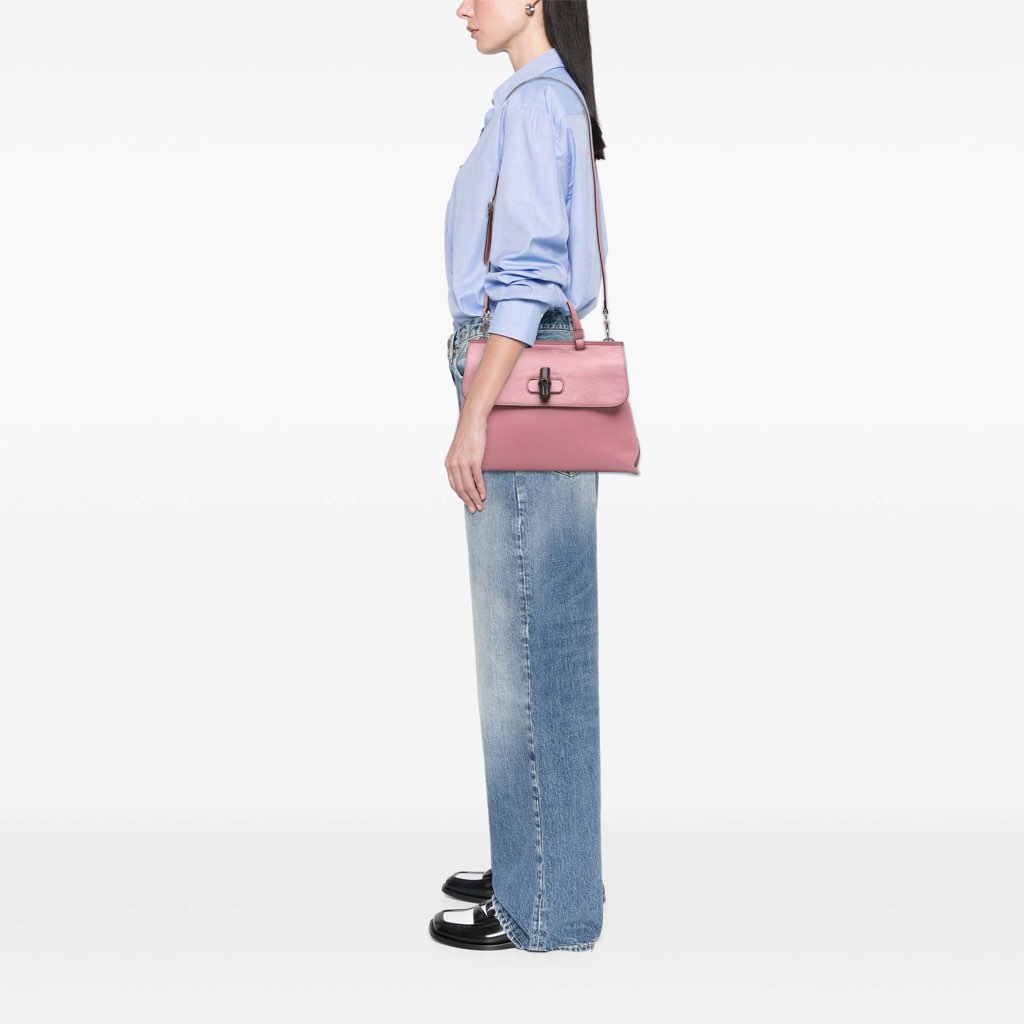 Gucci Medium Leather Bamboo Daily Satchel - Image 11