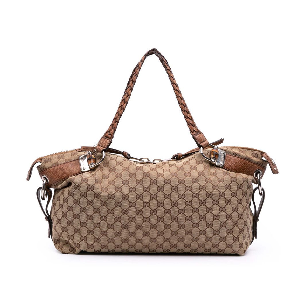 Gucci Medium GG Canvas Bamboo Bar Tote