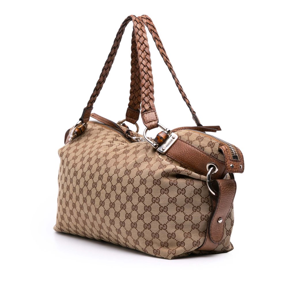 Gucci Medium GG Canvas Bamboo Bar Tote - 2
