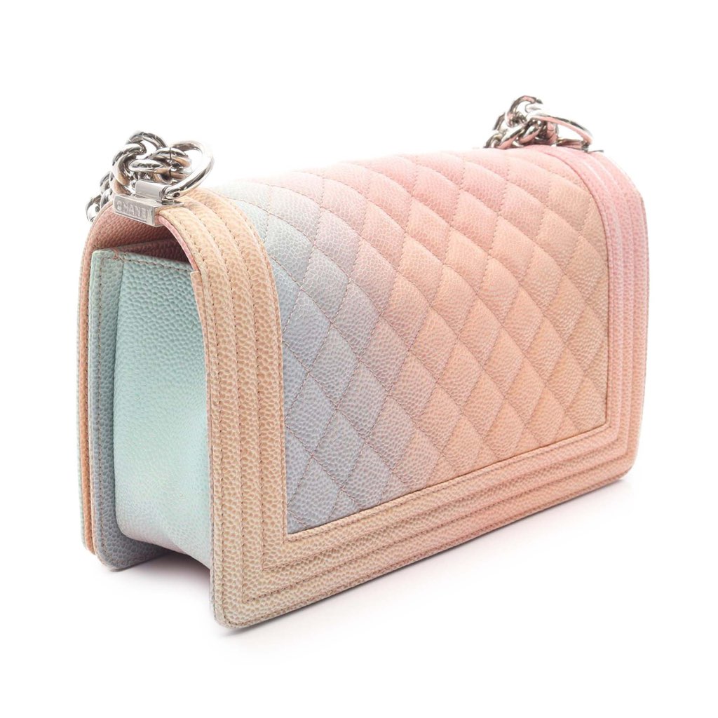Chanel Old Medium Quilted Caviar Rainbow Boy Flap - 2