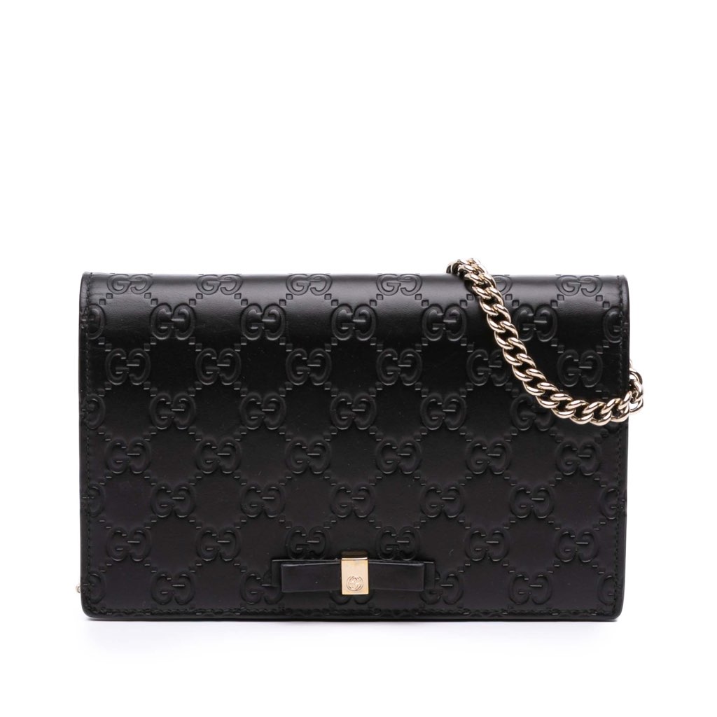 Gucci Mini Guccissima Bow Signature Wallet On Chain