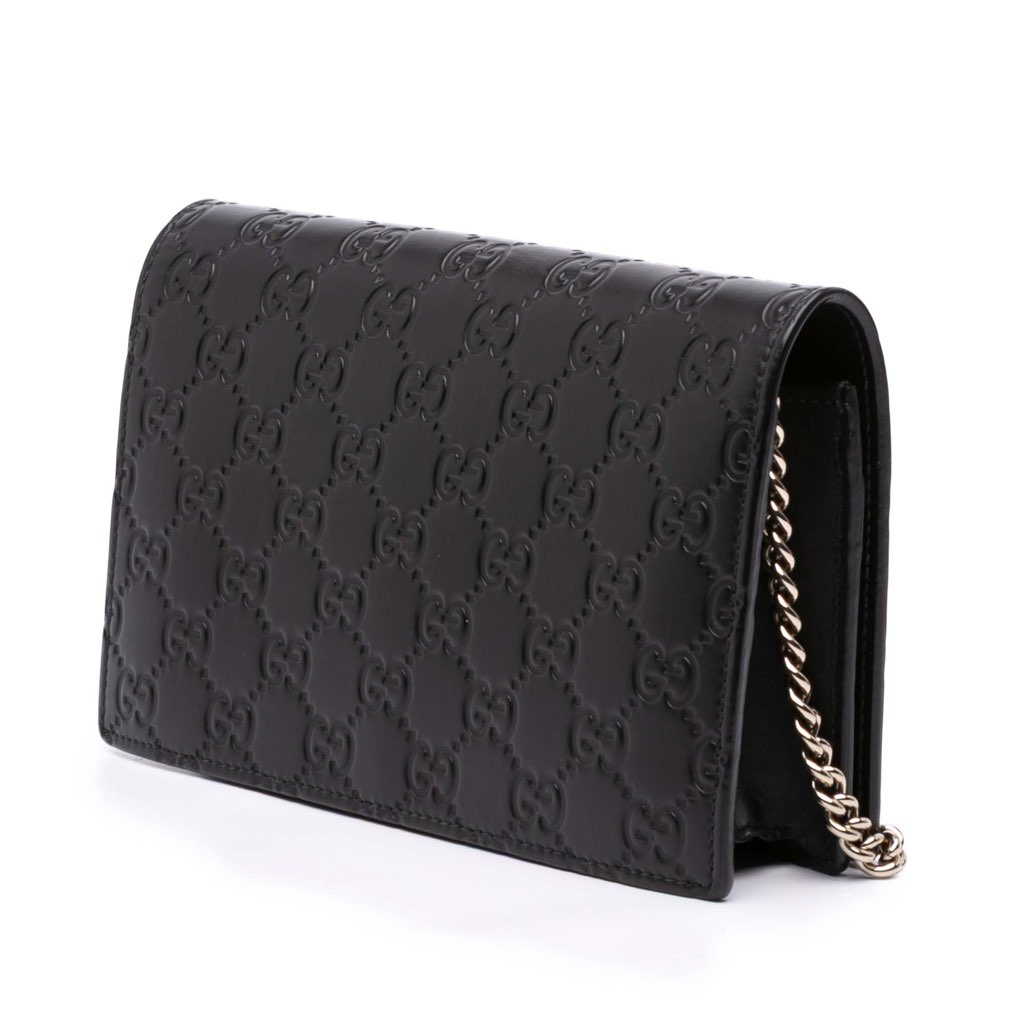 Gucci Mini Guccissima Bow Signature Wallet On Chain - Back view