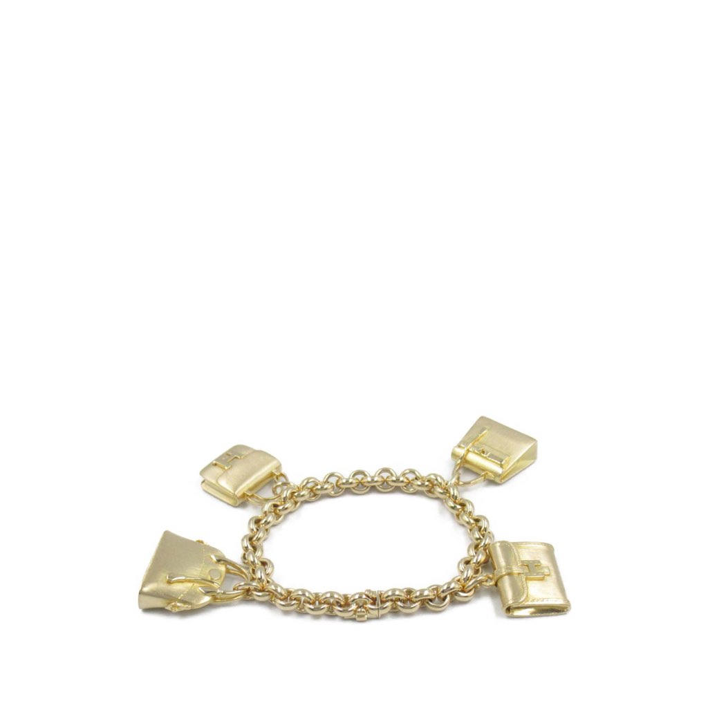 Hermès 18K Yellow Gold Bag Charm Chain Bracelet - 2