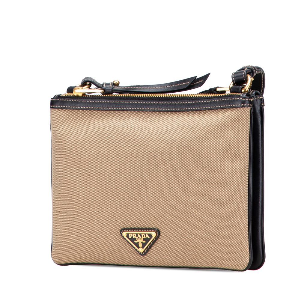 Prada Canvas Canapa Logo Double Zip Crossbody - 2