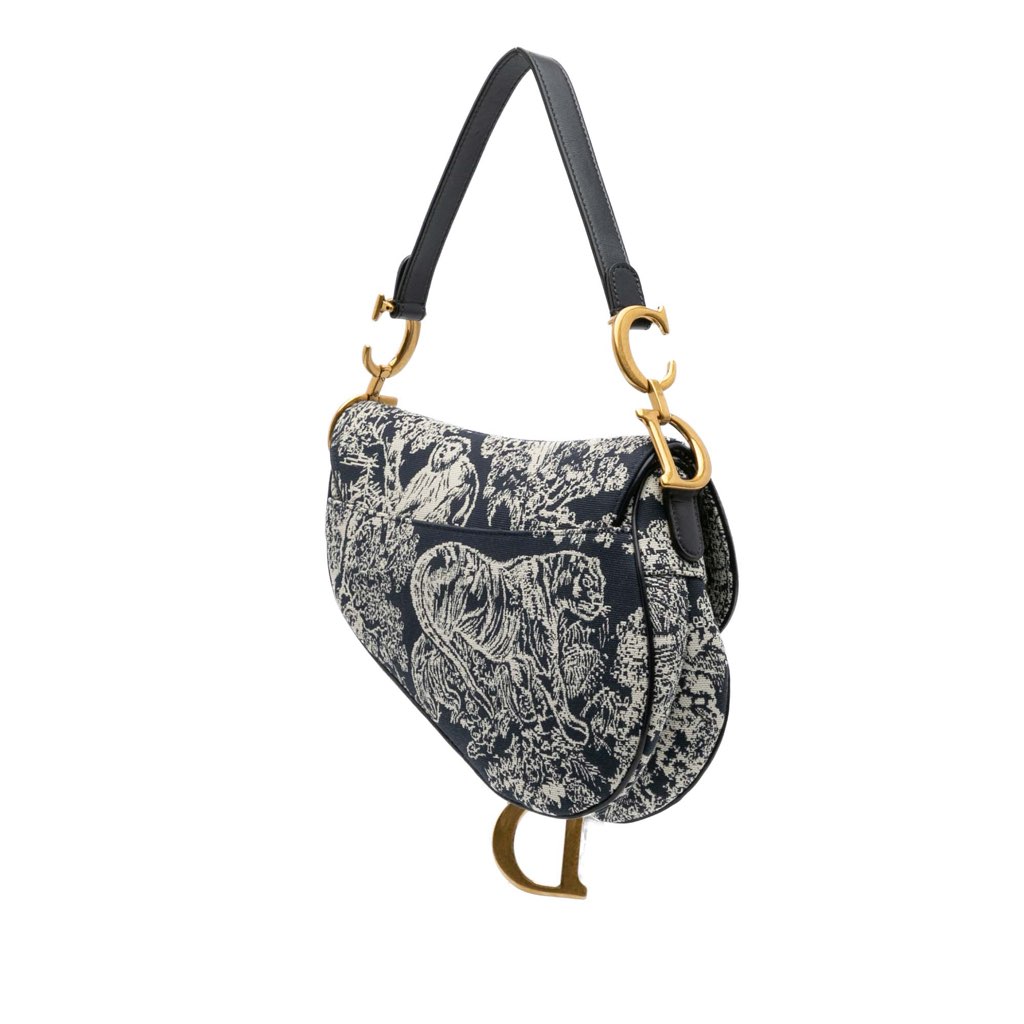 Dior Canvas Reverse Embroidered Toile De Jouy Saddle Bag - 2