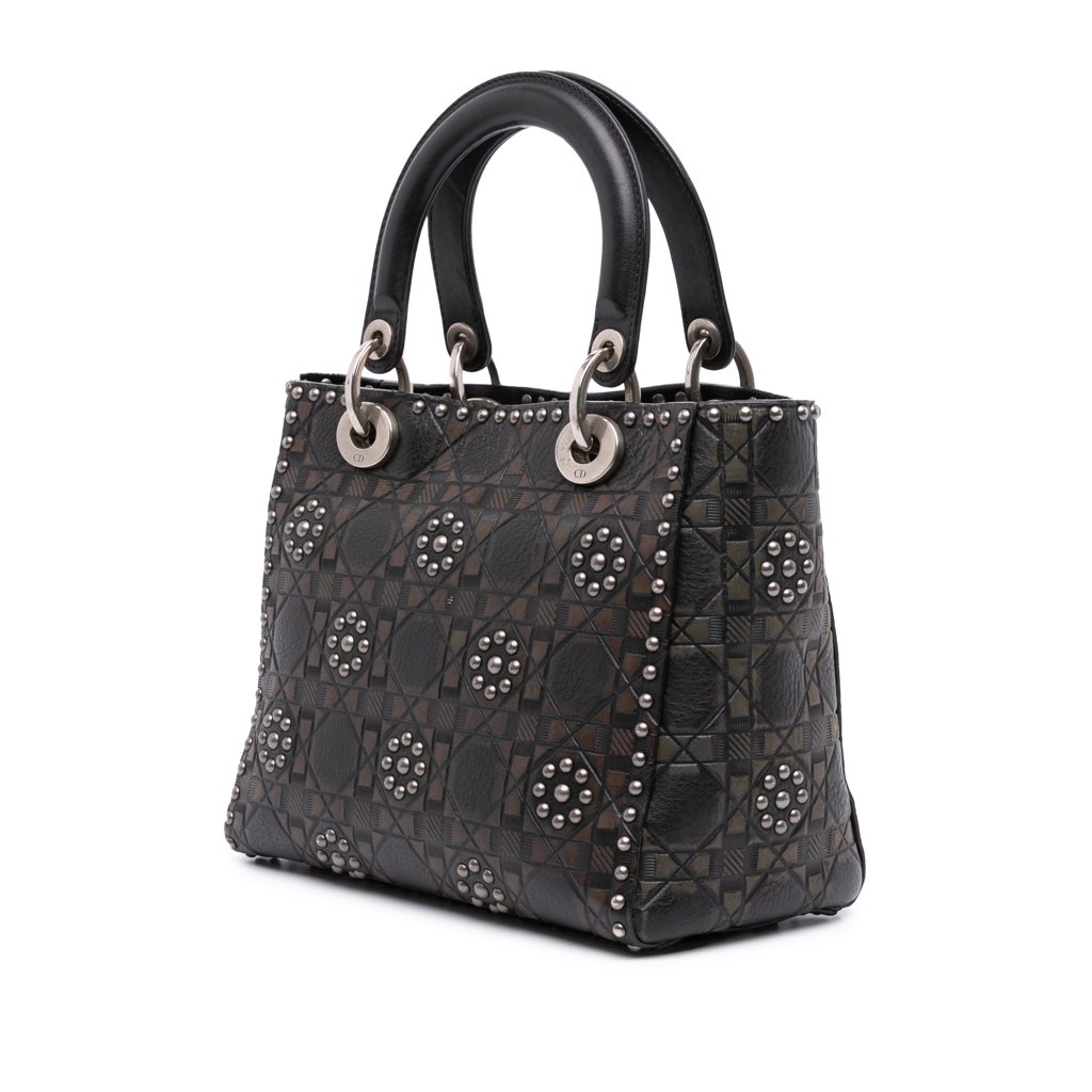 Dior Medium Calfskin Cannage Embossed Flower Studded Supple Lady Dior - 2