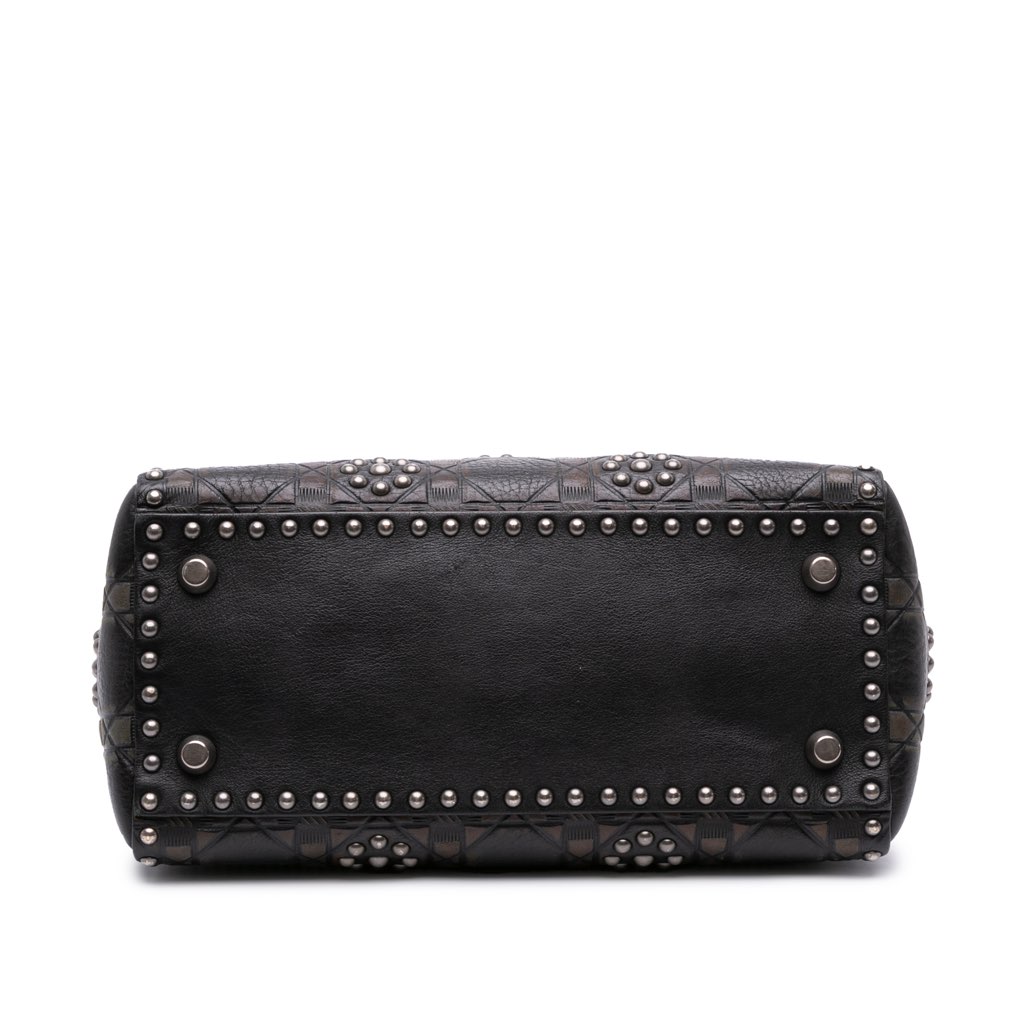 Dior Medium Calfskin Cannage Embossed Flower Studded Supple Lady Dior - 3